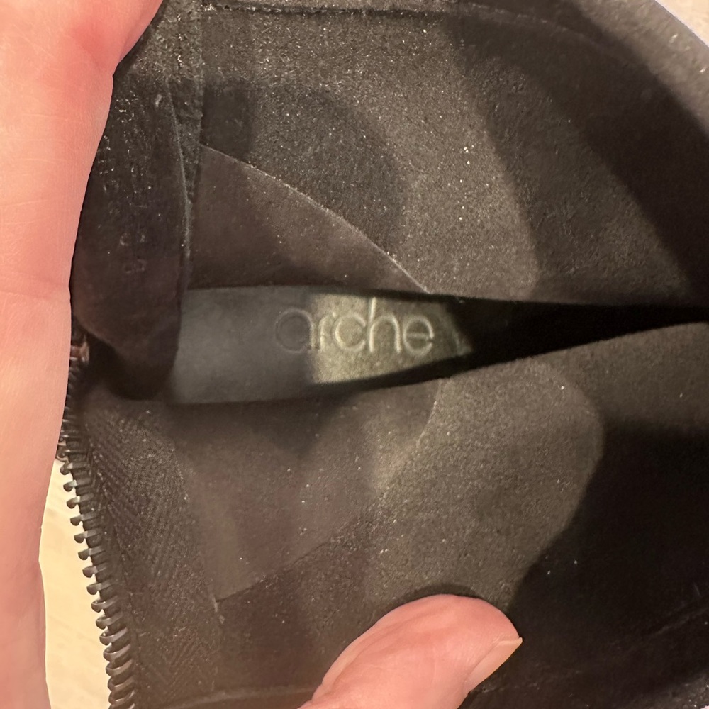 Arche Black Suede Ankle Booties with Block Heel - Picture 4 of 7